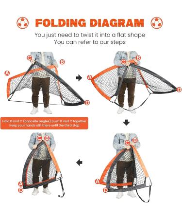 Simple Deluxe 2 Set 4x3 Portable Soccer Goals | Pop-Up Nets for Backyard Games and Training | Includes Oxford Cloth Bags and Stakes | Orange & Black - Buy Online on GoSupps.com