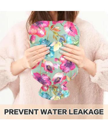 Naanle Poppy Flowers Hot Water Bottle - 1L Transparent for Warm & Cold Therapy | Bed/Hand/Foot Heat Pain Relief - Buy Online on GoSupps.com