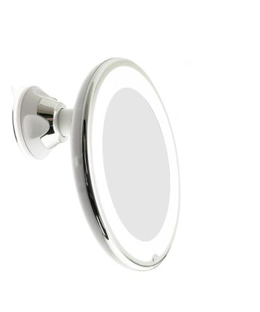 JiBen LED Lighted 10X Magnifying Makeup Mirror with Power Locking Suction Cup  Bright Diffused Light and 360 Degree Rotating Adjustable Arm  Portable Cordless Home and Travel Bathroom Vanity Mirror