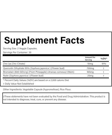 PURE Quercetin+ Premium Quercetin Bromelain Rutin Wellness Supplement 60 Capsules 30-Day Supply - Buy Online on GoSupps.com