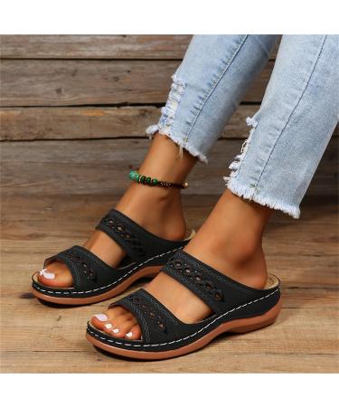 Lausiuoe Women's Orthotic Arch Support Walking Sandals - Size 8.5 Black - Buy Online on GoSupps.com