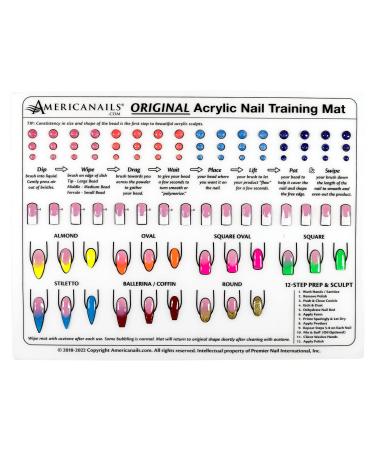 Americanails Acrylic Nail Training Mat - Silicone Trainer Sheet for Application Practice, Flexible Roll Up Pad Template for Acrylic Fingernails, Learn How to Apply Acrylic Nails