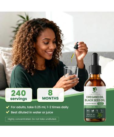 Oil of Oregano Drops with Black Seed Oil Turmeric Oil Vitamin E & Olive Oil Based Immune Digestive Cleanse & Detox* 80% Carvacrol Cold-Pressed Natural Aceite de Oregano 2 Fl Oz 8 Month Supply 2 Fl Oz (Pack of 1) - Buy Online on GoSupps.com