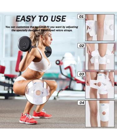 NELLHOMY Professional Knee Brace with Side Stabilizers Medical Knee Support for Knee Pain Adjustable Knee Compression Sleeve Support with Ultra-Soft Bandage for Women Arthritis ACL Workout(White S) Small White - Buy Online on GoSupps.com