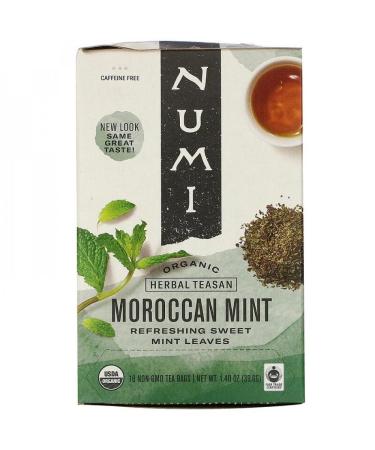 NUMI Certified Organic Fair Trade Moroccan Mint Tea Bags 18/ Pack (sold as 2 packs/case)