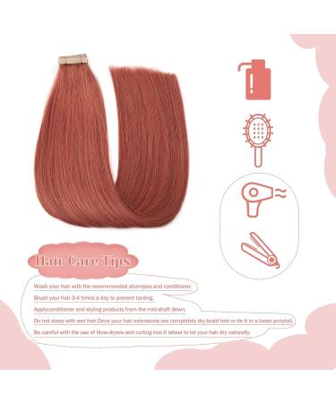 Hotlulana Copper Red Tape Extensions - 20 Inch Real Hair 50g 100% Natural Skin Weft (20 Pieces) | #350 - Buy Online on GoSupps.com