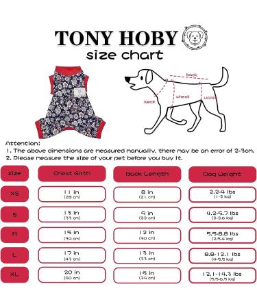 TONY HOBY Black Flower Dog Pajamas | 4-Legged Jumpsuit Onesies for Small Medium Dogs | All Seasons Wear | Size Medium - Buy Online on GoSupps.com