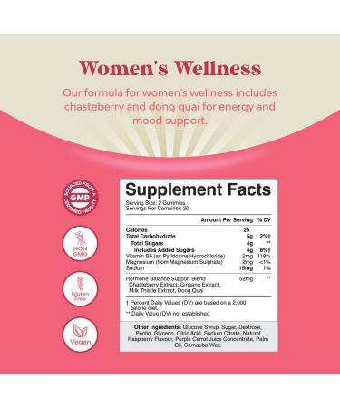 Hormone Balance for Women - PMS & Menopause Relief Gummies with Vitamin B6 and Dong Quai - Mood & Cycle Support Supplement 60 Count - Buy Online on GoSupps.com