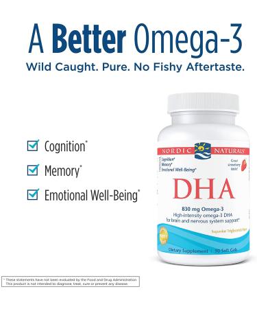 Nordic Naturals DHA Strawberry 500 mg | 90 Soft Gels - Omega-3 Support for Brain & Heart Health - Buy Online on GoSupps.com