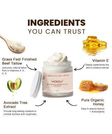 100% Grass Fed Beef Tallow for Skin Care - Organic Unscented Moisturizer for Face & Body | 4 Oz Whipped Tallow for Sensitive Skin - Buy Online on GoSupps.com