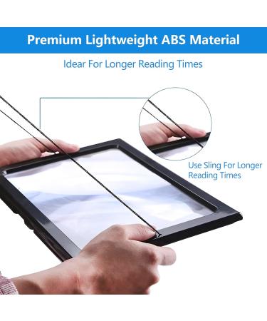 3X Magnifying Glass with LED Light for Reading Page Magnifier for Reading Full Page Rectangle Lighted Magnifier Large Viewing Area for Low Vision Person and Seniors - Buy Online on GoSupps.com