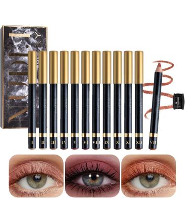 12 Colours Pencil - Eye Lliner Pencil Set 12 Colours Eye Lliner Pencil - 12 Colours Eyeshadow Pencil - Colorful Glitter Eyeliner Pencil for Women Men Makeup Artist - Buy Online on GoSupps.com