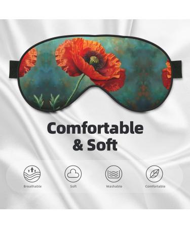 Poppy Flower Print Eye Mask - Ultra-Soft Light-Blocking for Comfort & Restful Sleep | International Shipping Available - Buy Online on GoSupps.com