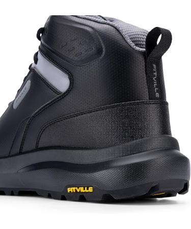 FitVille Men's Extra Wide Hiking Shoes with Arch Support - Rugged Core 9.5 Wide Black - Buy Online on GoSupps.com