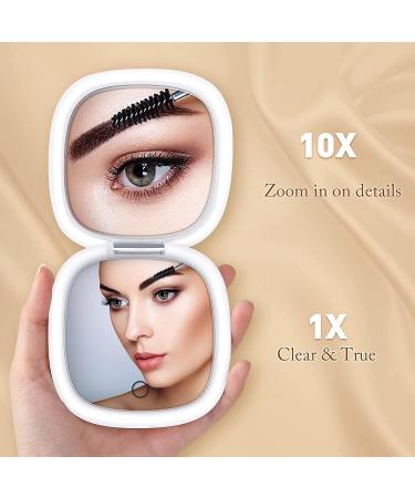 Nuoya 2-Sided Rechargeable Compact Travel Makeup Mirror | 1X/10X Magnification, Portable & Dimmable LED Lighted Pocket Mirror | 3 Colors | Ideal for Travel, Home, Office | Foldable Design - Buy Online on GoSupps.com