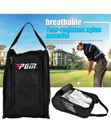 Portable Golf Shoe Bag | Travel Double Zipper Organizer for Men & Women | Breathable Soccer Shoe Bag (Black) - Buy Online on GoSupps.com