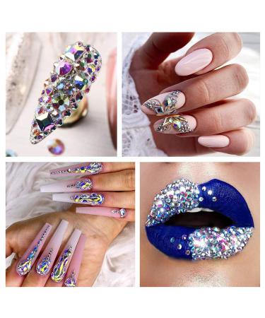 120 Pcs Multi Shapes Glass Crystal AB Rhinestones Set - Nail Art Craft Decorations with 1728 Rhinestones - FlatBack Stones Mix for 3D Design - Buy Online on GoSupps.com