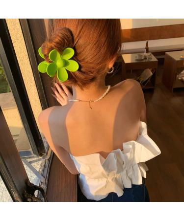 3Pcs Large Flower Hair Claw Clips Set - Floral Matte Barrettes for Women Medium Thick Hair, Holiday Cute Jaw Clip in Lake Blue, Rose Red, Grass Green - Buy Online on GoSupps.com