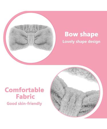 Women's Spa Bowknot Headband - Coral Fleece Makeup & Hair Band | Elastic Cosmetic Headwrap for Shower & Skincare (Gray) - Buy Online on GoSupps.com