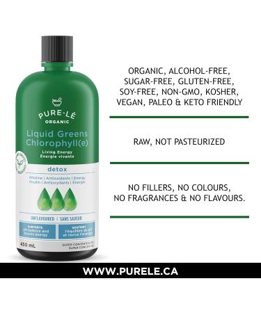 Organic Liquid Greens Unflavoured Chlorophyll - 4 Organic Grasses - 400mg / svg - Detox - Alkaline - Natural Body Deodorant Antioxidant - Made in Canada (12X60ml) - Buy Online on GoSupps.com