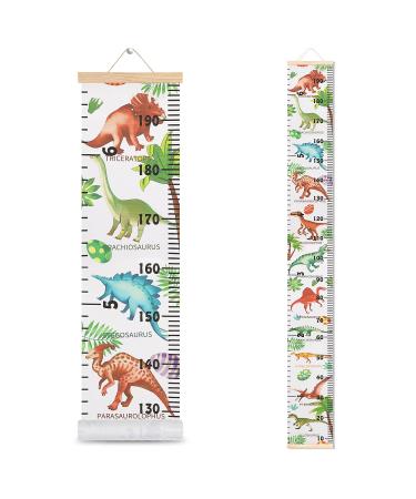 HIFOT Kids Growth Chart Height Measuring Chart Dinosaur Canvas Wall Hanging Rulers for Baby Children Kids Boys Bedroom Decor 74.8''* 7.87''