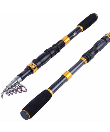 Sougayilang Telescopic Fishing Rod - 24 Ton Carbon Fiber Ultralight Fishing Pole with CNC Reel Seat, Portable Retractable Handle, Stainless Steel Guides for Bass Salmon Trout Fishing 1.8m/5.9ft