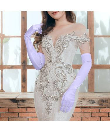 NQEUEPN Women Long Gloves Long Elbow Satin Gloves 21" Stretchy 1920s Opera Gloves Hand Care Moisturizing Gloves for Women Girls Evening Party Dance (Light Purple) - Buy Online on GoSupps.com