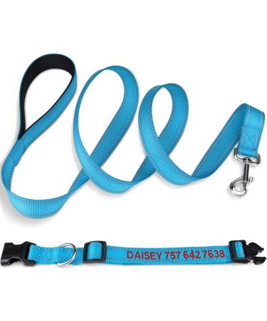 Tagme Personalized Reflective Dog Collar & 1.5m Leash for Large Dogs - Sky Blue (1-Pack) | Durable & Stylish - Buy Online on GoSupps.com