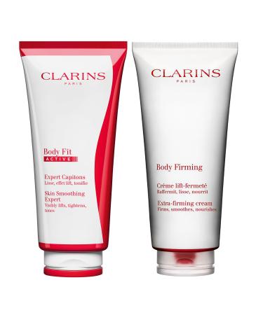 Clarins Body Fit Active Gel-Cream and Extra-Firming Anti Aging Body Cream Bundle | Targets Cellulite | Visibly Tightens and Hydrates | All Skin Types