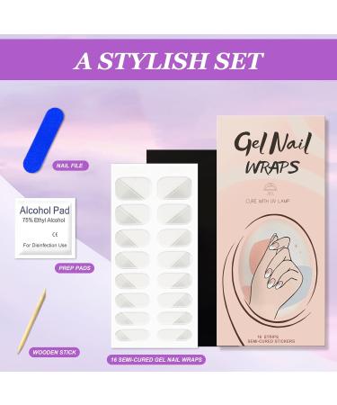16 Pieces Gel Nail Stickers Semi Cured Gel Nail Polish Strips Full Nail Wraps Soft Self Adhesive Natural Gel Nail Art Stickers Gel Nail Strips White French Manicure Kit for Women and Girls Nail Art Be With You - Buy Online on GoSupps.com