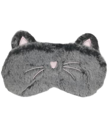 BE Cute Plush Sleep Mask Unicorn Cat Panda Bunny Kids Girls Women Gift Blindfold Eye Cover (Gray Cat)