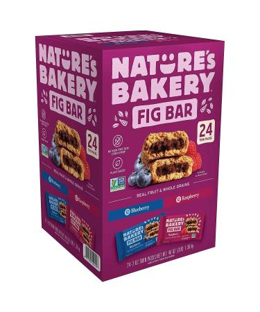 Gourmet Kitchn Natures Bakery Whole Wheat Fig Bars - 2 Twin Pack Boxes, 48 Bars (24 Blueberry, 24 Raspberry Each) - Healthy Snacks - Vegan, Non-GMO 48 Count (Pack of 2)