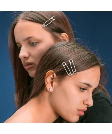NICENEEDED Hair Pins Hair Clips Alloy Safety Pin Shape Hairpin Barrettes Metal Vintage Charms Hip Hop Jewelry Hair Accessories 90s Aesthetic Gifts Snap Clip Silver Hairdressing Tool for Women Girls - Buy Online on GoSupps.com