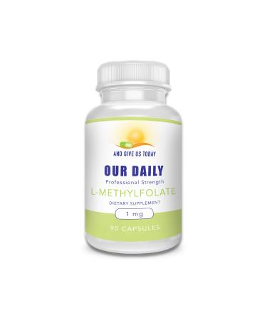 Our Daily Vites L-Methylfolate 1mg / 1000 mcg Maximum Strength Active Folate 5-MTHF Filler Free Gluten Free Non-GMO Vegetarian Capsules 90 Count (Pack of 1)