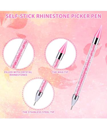 Double-Sided Strass Picker Tool & Dotting Tool with Wax Head for Rhinestones - Colorful Point Drilling Pencil & Storage Box (Pink) | International Shipping - Buy Online on GoSupps.com