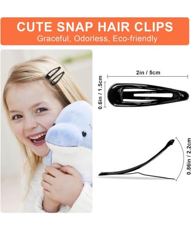 40Pcs Silicone Coated Snap Hair Clips Non-Slip Metal Hair Clip Barrettes Drop Oil Protection Hair Barrettes for Kids Teens Girls and Women(Black) - Buy Online on GoSupps.com