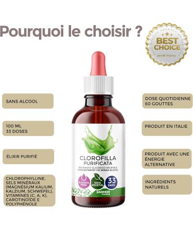 Chlorophyll Liquid Drops 100ml | Purified Chlorophyll Antioxidant & Detoxifying - Liver & Gut Colon Detox | Vegetable Glyceric Macerate | J.Armor Pharma - Buy Online on GoSupps.com