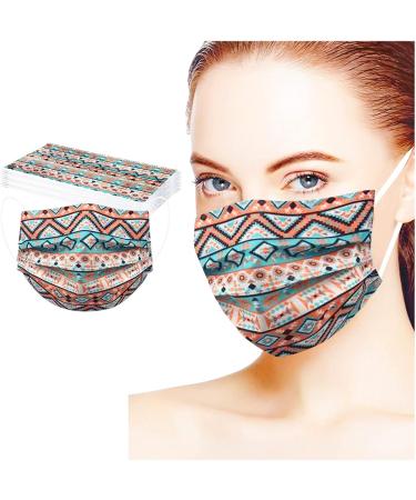 10PCS Adult Boho Disposable Face_Masks Disposable Face Cover Breathable 3 Ply Ear Loop Dust Cover Women Face Covering As Shown-3 As shown - Buy Online on GoSupps.com