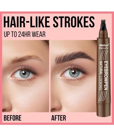 iMethod Microblading Eyebrow Pen - Upgrade Your Brows with 4 Fork Tip & Spoolie Brush for Natural Definition - Long-Lasting Light Brown Eyebrow Pencil for Women - Buy Online on GoSupps.com