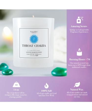 Foreverwick Throat Chakra Candle | Aromatherapy Soy Wax Candle with Rock Quartz Crystals | Bergamot Scented | 14 oz Organic & Zinc Free Wick - Buy Online on GoSupps.com