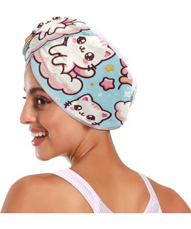 Kawaii Cute Cats Hair Towel 2 Pack | Super Absorbent Quick Dry Turbans for Women & Girls - Buy Online on GoSupps.com