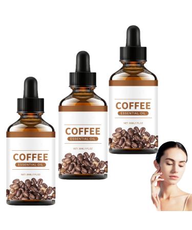 homomdy Coffee Essential Oil - Natural Coffee Oil for Body Care and Massage - Rejuvenating and Firming Essence Against Wrinkles - Soap Diffuser - Moisturizing - 3 Pieces