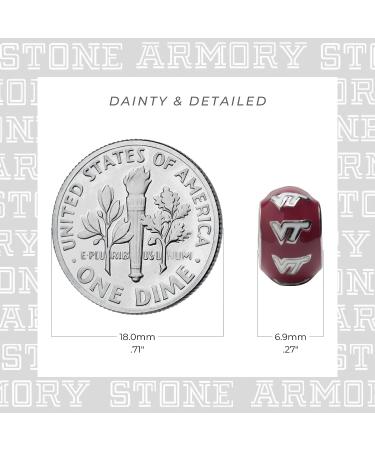 Virginia Tech Hokies White VT on Red Round Bead Charm - Officially Licensed Stainless Steel Jewelry - Buy Online on GoSupps.com