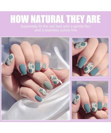 24Pcs Blue Daisy Flower Pattern Press on Nails for Women and Girls - Buy Online on GoSupps.com
