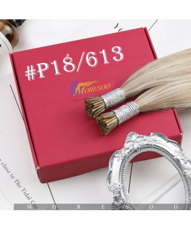 Moresoo Real Hair Bonding Extensions | Blond 40cm Keratin I-Tip | Ashblond & Platinblond #P18/613 | 40g/50s - Shop Now! - Buy Online on GoSupps.com