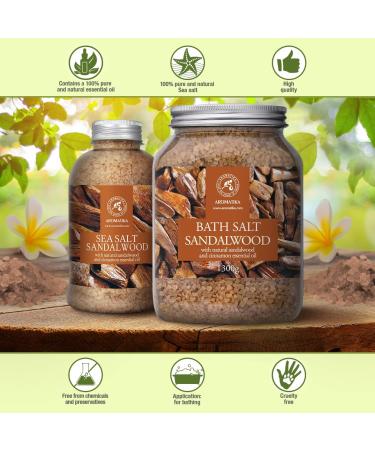 Bath Salts Sandalwood 21.16 Oz - Natural Sandalwood & Cinnamon Essential Oil - Sea Salt for Relaxing Bath - Promotes Good Sleep - Body Care Beauty - Buy Online on GoSupps.com