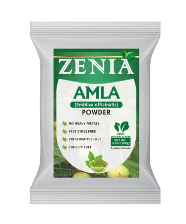 Zenia 100% Pure Amla Powder (Amalaki Indian Gooseberry) Powder | 100 grams (3.5oz) | 100% Raw Amla Powder Edible Grade | For Hair Care Skin Care Vitamin C Perfect for Cooking Smoothies Latte & Tea 3.52 Ounce (Pack of 1)