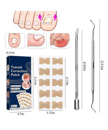 Toenail Corrector Patch 50pcs - Ingrown Toenail Correction Stickers with Tool - Glue-free Treatment for Pain Relief and Nail Groove Correction - Buy Online on GoSupps.com