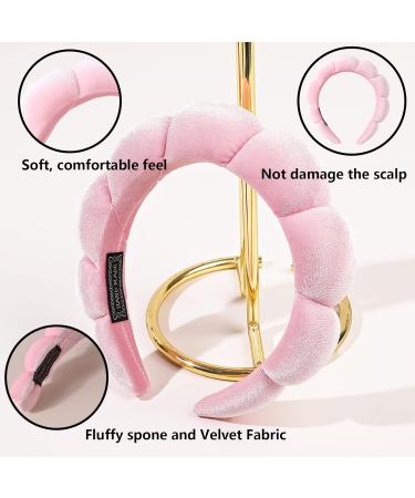Headband - Spa Headband for Women Puffy Makeup Headband Sponge Velvet Fabric Versed Head bands Women Girls Hair Accessories Headband for Skincare Makeup Removal Washing Face Shower(Pink) - Buy Online on GoSupps.com