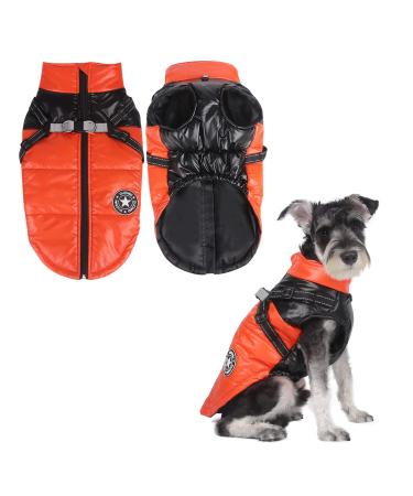Dog jacket for the winter waterproof dog coat puppy warm jacket clothing vest reflective vest dog clothing windproof dog jacket for cold weather for small medium dog (orange m) m orange